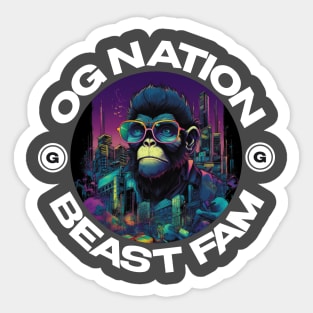 OG Nation Beast Fam Monkey | Urban Streetwear Animals Sticker